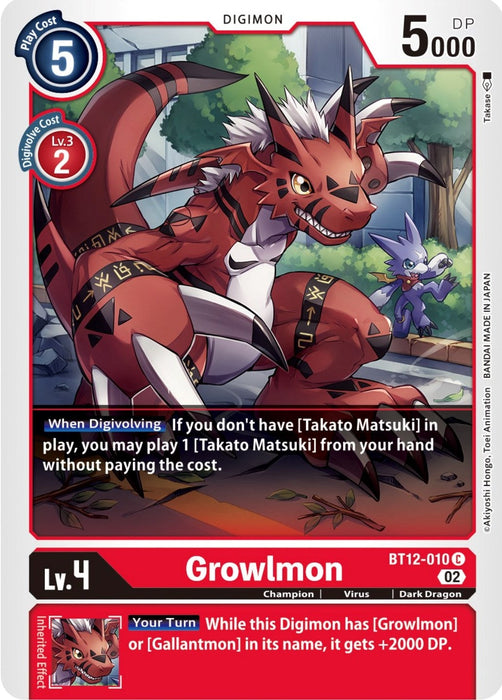 Image for Growlmon (BT12-010 C) - Digimon Card Game