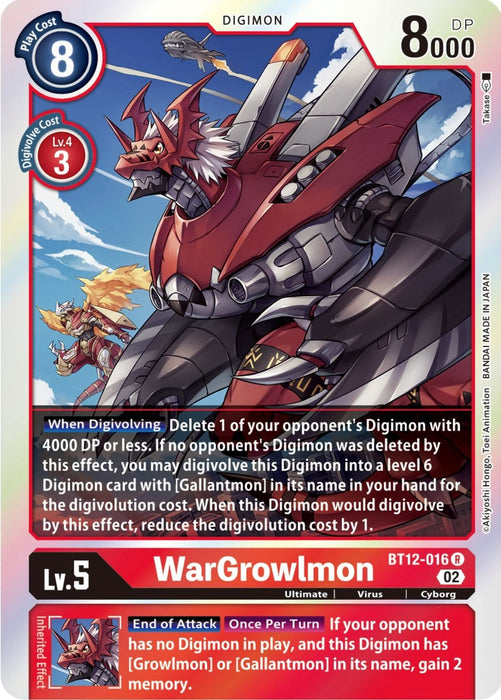 Image for WarGrowlmon (BT12-016 R) - Digimon Card Game