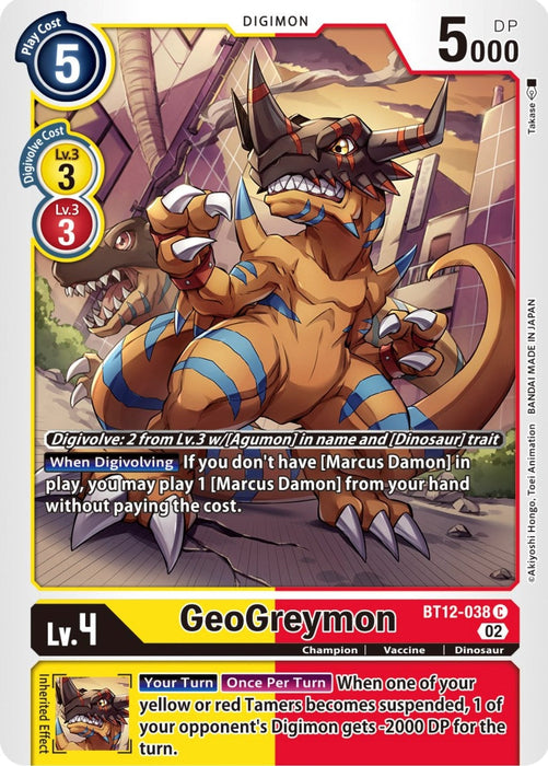 Image for GeoGreymon (BT12-038 C) - Digimon Card Game