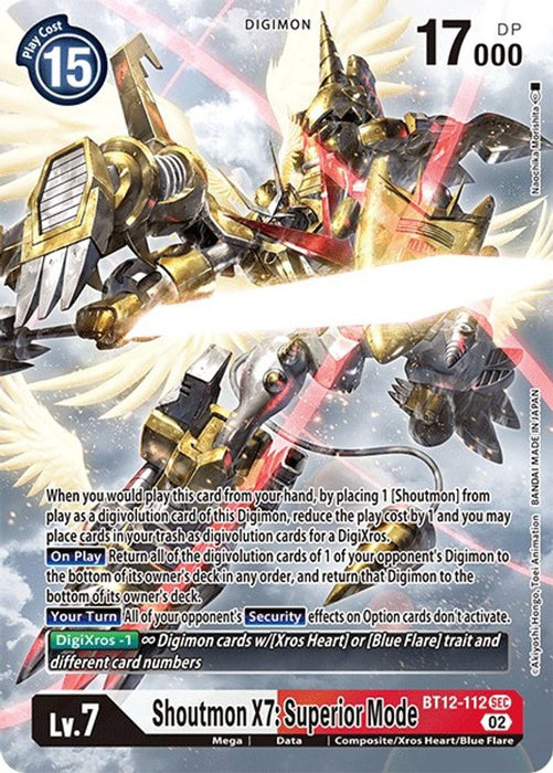 Shoutmon X7: Superior Mode (Alternate Art) (#BT12-112 SEC) (Across Time) Near Mint Foil