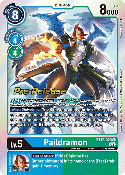 Paildramon (#BT12-028 R) (Across Time Pre-Release Cards) Near Mint Foil