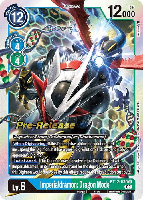 Imperialdramon: Dragon Mode (#BT12-030 R) (Across Time Pre-Release Cards) Near Mint Foil