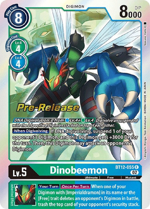 Dinobeemon (#BT12-055 R) (Across Time Pre-Release Cards) Near Mint Foil