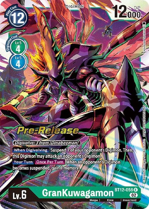 GranKuwagamon (#BT12-056 R) (Across Time Pre-Release Cards) Near Mint Foil