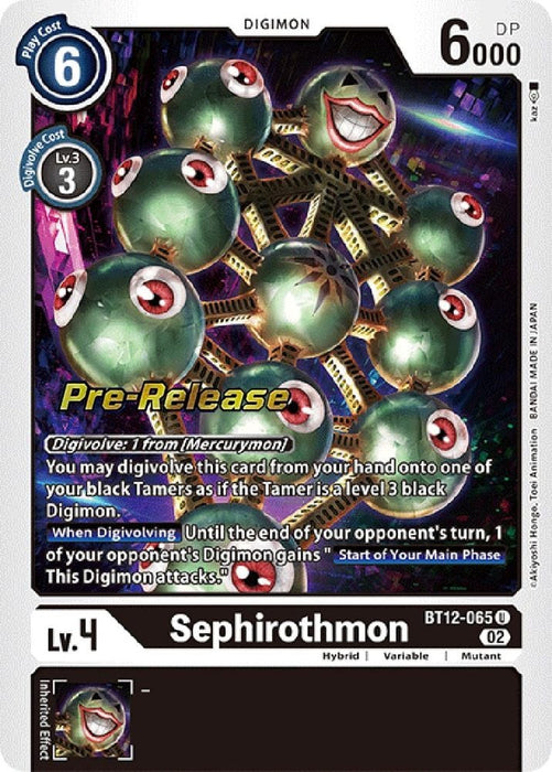 Sephirothmon (#BT12-065 U) (Across Time Pre-Release Cards) Near Mint Foil