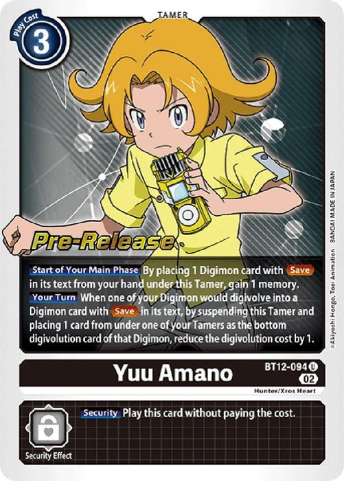 Yuu Amano (#BT12-094 U) (Across Time Pre-Release Cards) Near Mint Foil