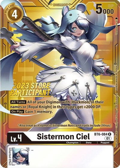 Sistermon Ciel (2023 Store Participant) (#BT6-084 R) (Double Diamond)