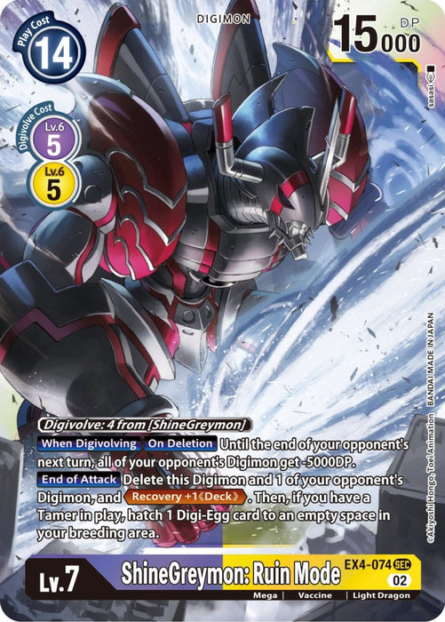 Image for ShineGreymon: Ruin Mode (EX4-074 SEC) - Digimon Card Game