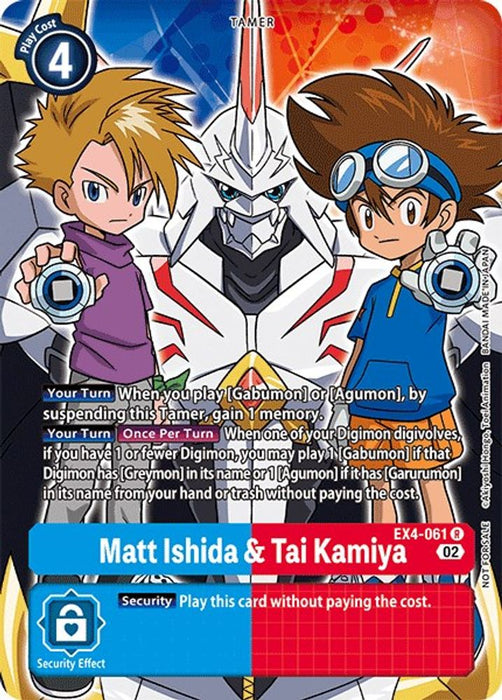 Matt Ishida & Tai Kamiya (Alternate Art) (#EX4-061 R) (Alternative Being Booster) Near Mint Foil