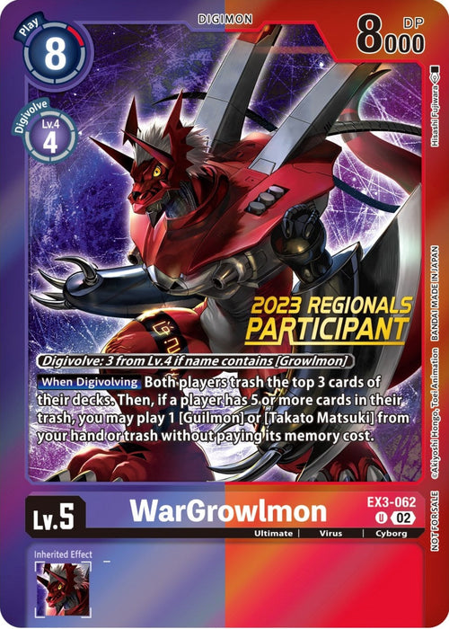 WarGrowlmon (2023 Regionals Participant) (EX3-062 U)
