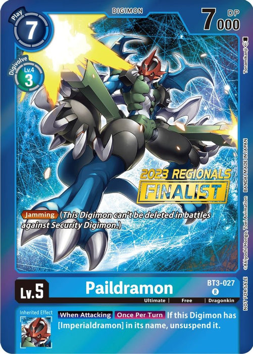 Paildramon (2023 Regionals Finalist) (#BT3-027 R) (Release Special Booster 1.5) Near Mint Foil