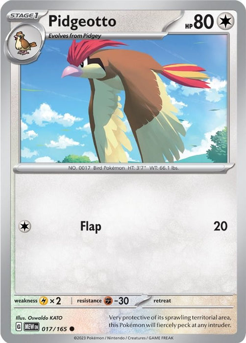 Pidgeotto (#017/165) (SV: Scarlet & Violet 151) Near Mint Reverse Holofoil