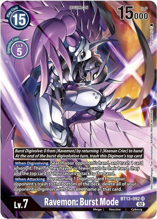 Ravemon: Burst Mode (Alternate Art) (#BT13-092 SR) (Versus Royal Knights) Near Mint Foil