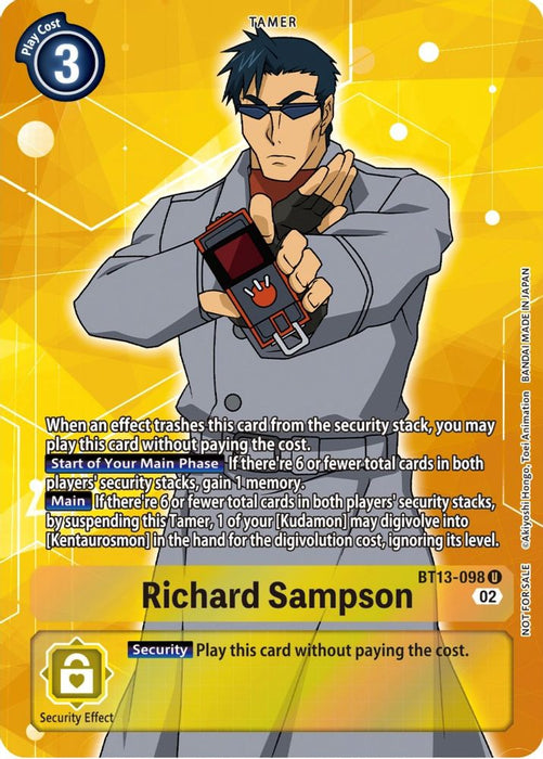 Richard Sampson (Box Topper) (#BT13-098 U) (Versus Royal Knights) Near Mint Foil