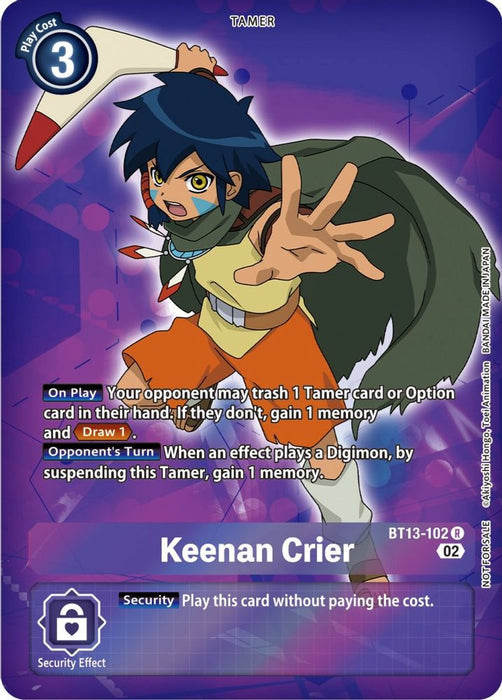 Keenan Crier (Box Topper) (#BT13-102 R) (Versus Royal Knights) Near Mint Foil