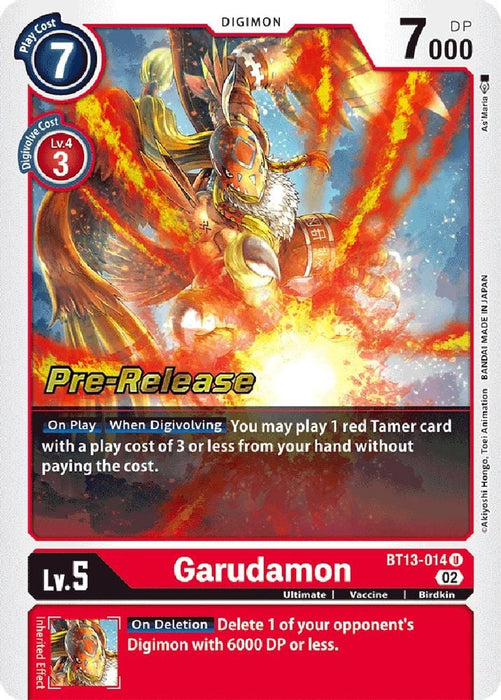 Garudamon (#BT13-014 U) (Versus Royal Knights Pre-Release Cards) Near Mint Foil