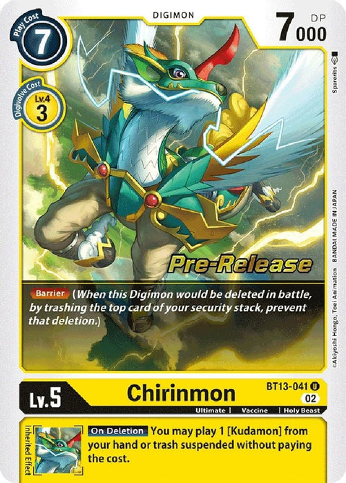 Chirinmon (#BT13-041 U) (Versus Royal Knights Pre-Release Cards) Near Mint Foil