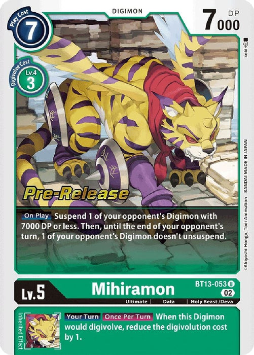 Mihiramon (#BT13-053 U) (Versus Royal Knights Pre-Release Cards) Near Mint Foil