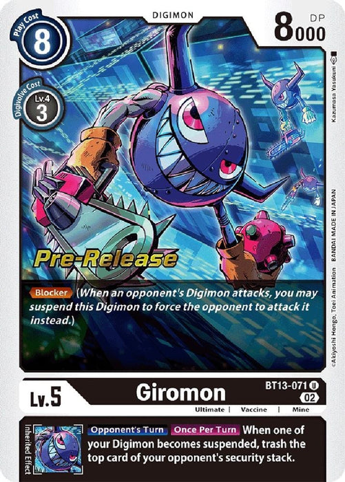 Giromon (#BT13-071 U) (Versus Royal Knights Pre-Release Cards) Near Mint Foil