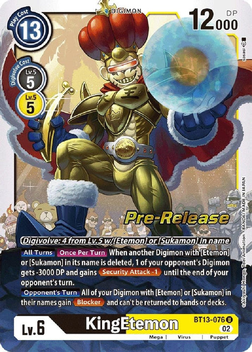 KingEtemon (#BT13-076 U) (Versus Royal Knights Pre-Release Cards)