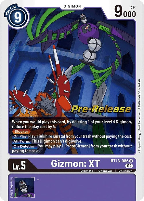 Gizmon: XT (#BT13-086 U) (Versus Royal Knights Pre-Release Cards) Near Mint Foil