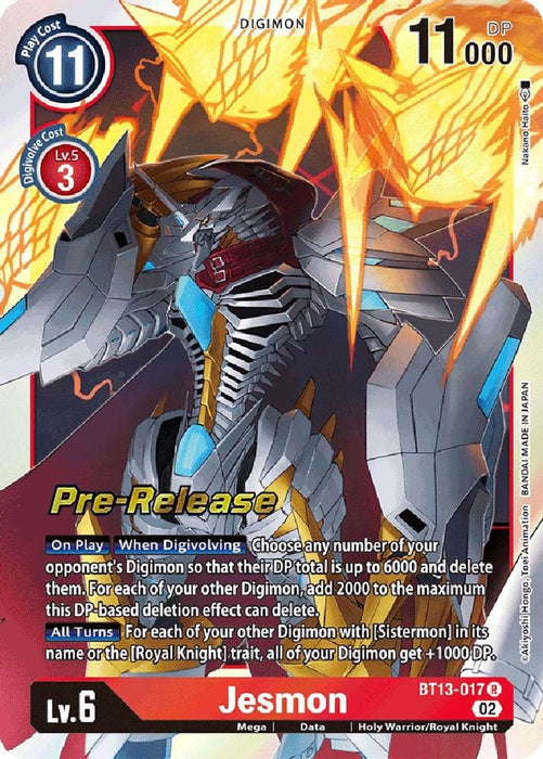 Jesmon (#BT13-017 R) (Versus Royal Knights Pre-Release Cards) Near Mint Foil