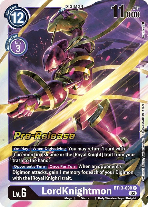 LordKnightmon (#BT13-090 R) (Versus Royal Knights Pre-Release Cards) Near Mint Foil