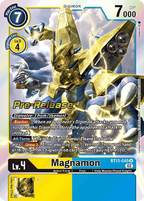 Magnamon (#BT13-040 R) (Versus Royal Knights Pre-Release Cards) Near Mint Foil