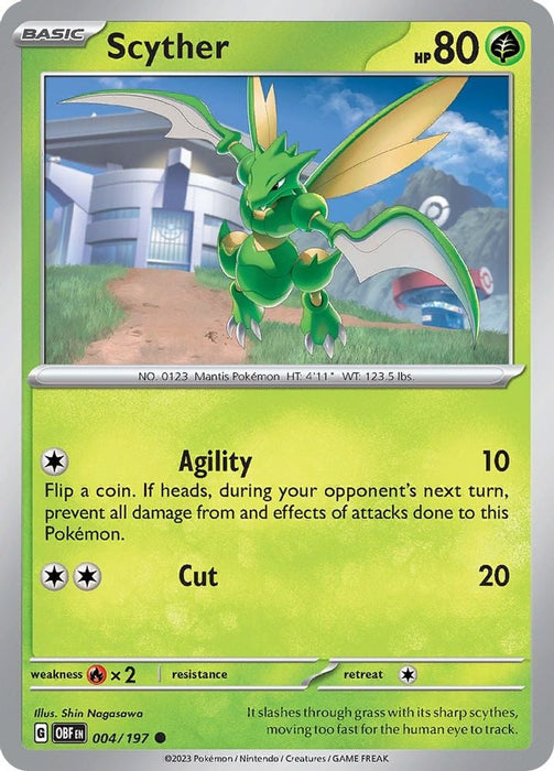 Scyther (#004/197) (SV03: Obsidian Flames) Near Mint Reverse Holofoil