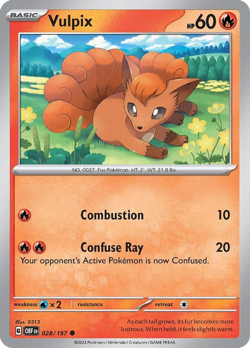 Vulpix (#028/197) (SV03: Obsidian Flames) Near Mint Reverse Holofoil