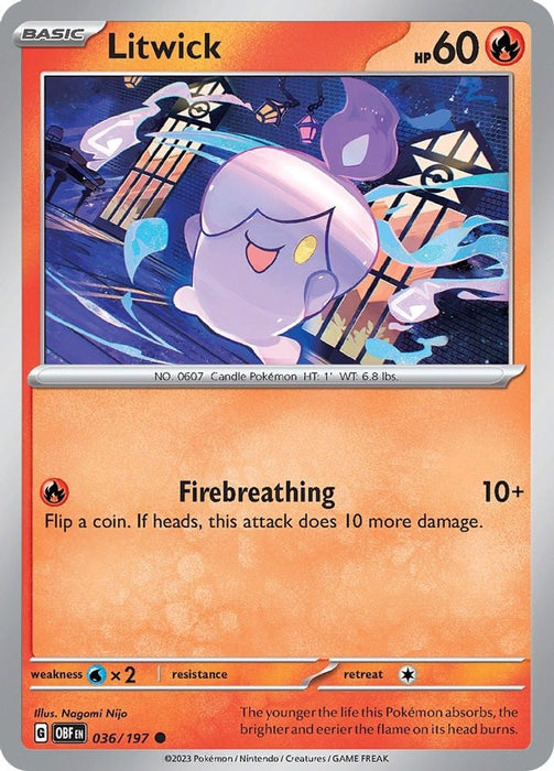 Litwick (#036/197) (SV03: Obsidian Flames) Near Mint Reverse Holofoil