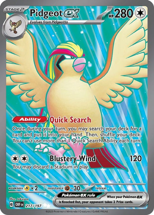 Pidgeot ex 217 197 (#217/197) (SV03: Obsidian Flames)