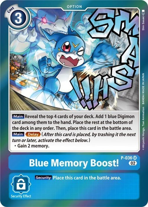 Blue Memory Boost! (Resurgence Booster Reprint) (#P-036 SR) (Resurgence Booster) Near Mint Foil
