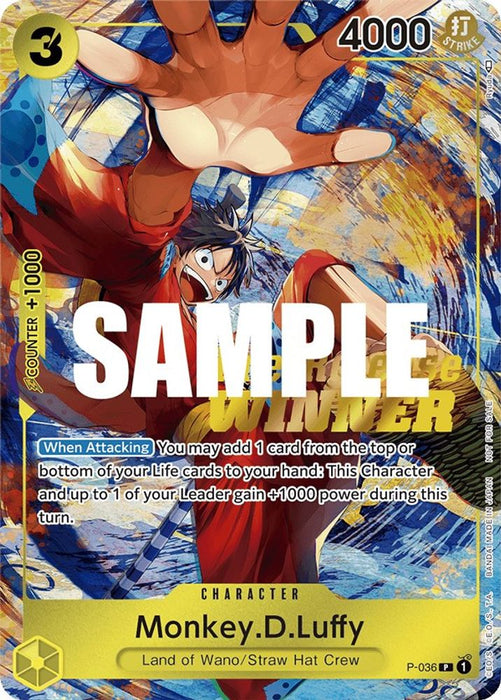 Monkey.D.Luffy (Pre-Release Tournament) (Winner) (#P-036) (One Piece Promotion Cards) Near Mint Foil