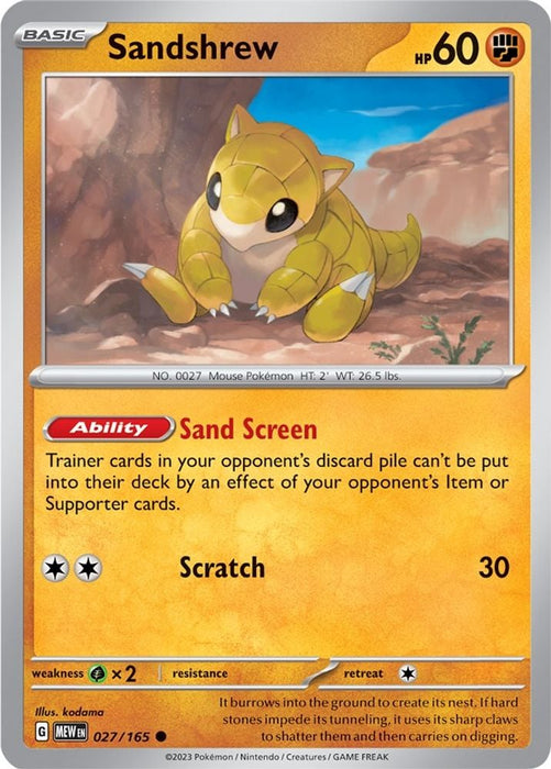 Sandshrew (#027/165) (SV: Scarlet & Violet 151)