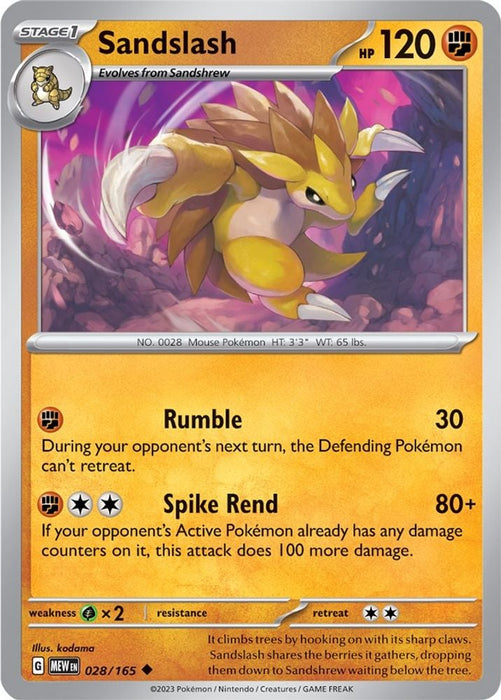Sandslash (#028/165) (SV: Scarlet & Violet 151)