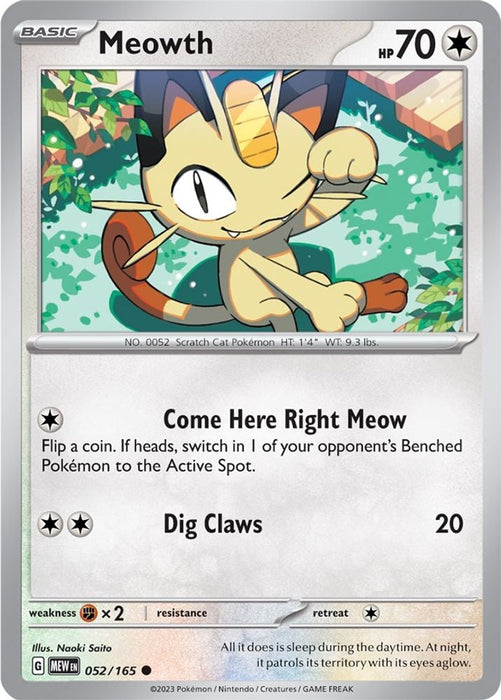 Meowth (#052/165) (SV: Scarlet & Violet 151)