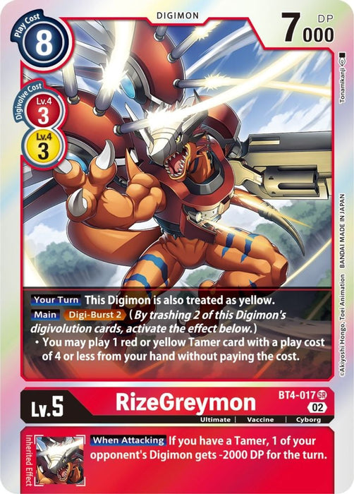 RizeGreymon - BT4-017 (Resurgence Booster Reprint) (#BT4-017 SR) (Resurgence Booster) Near Mint Foil