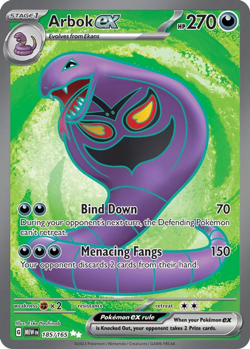 Arbok ex 185 165 (#185/165) (SV: Scarlet & Violet 151) Near Mint Holofoil