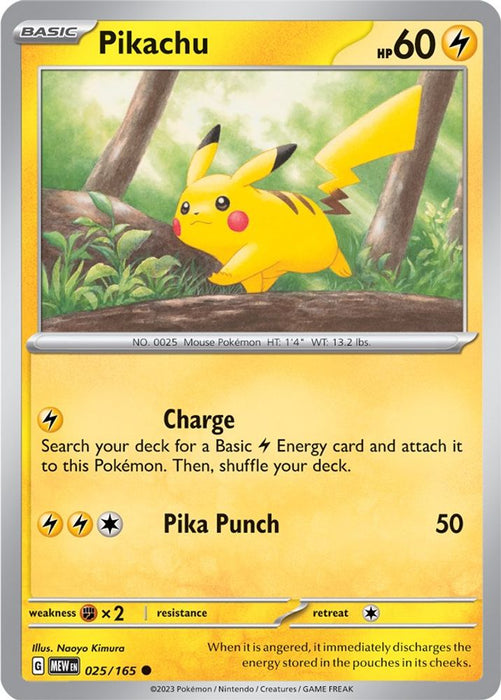 Pikachu 025 165 (#025/165) (SV: Scarlet & Violet 151) Near Mint