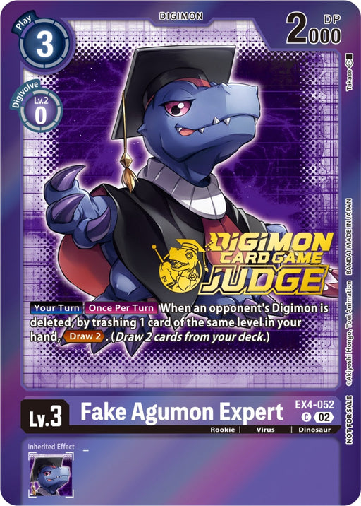Image for Fake Agumon Expert - EX4-052 (Judge Pack 4) (EX4-052 C) - Digimon Card Game