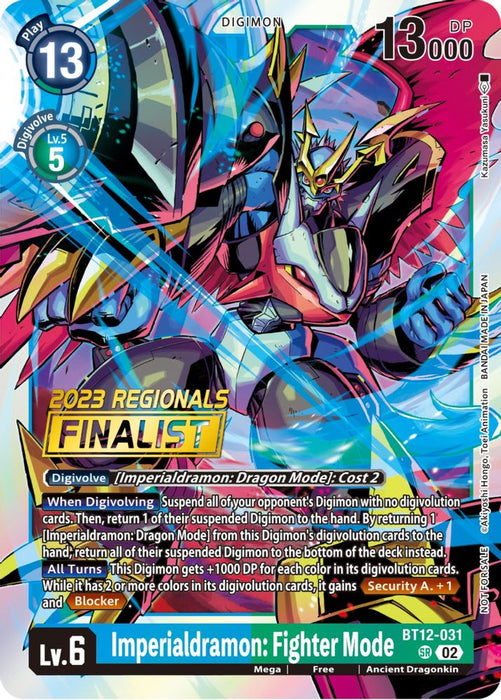 Imperialdramon: Fighter Mode (2023 Regionals Finalist) (#BT12-031 SR) (Across Time) Near Mint Foil