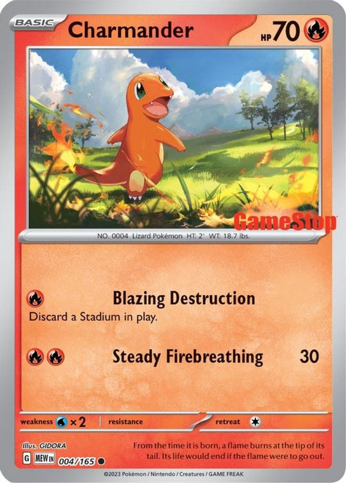 Charmander - 004/165 (GameStop Exclusive) (#004/165) (Miscellaneous Cards & Products) Near Mint Reverse Holofoil