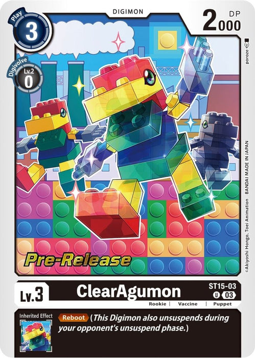 ClearAgumon (#ST15-03 U) (Starter Deck 15: Dragon of Courage Pre-Release Cards) Near Mint Foil