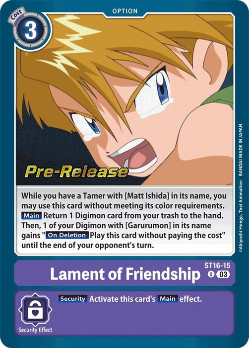 Lament of Friendship (#ST16-15 U) (Starter Deck 16: Wolf of Friendship Pre-Release Cards) Near Mint Foil
