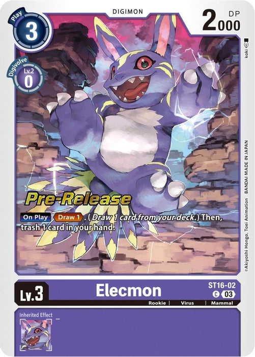 Elecmon (#ST16-02 C) (Starter Deck 16: Wolf of Friendship Pre-Release Cards) Near Mint Foil