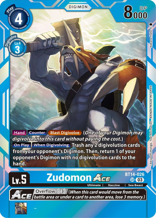 Zudomon ACE (#BT14-026 SR) (Blast Ace) Near Mint Foil