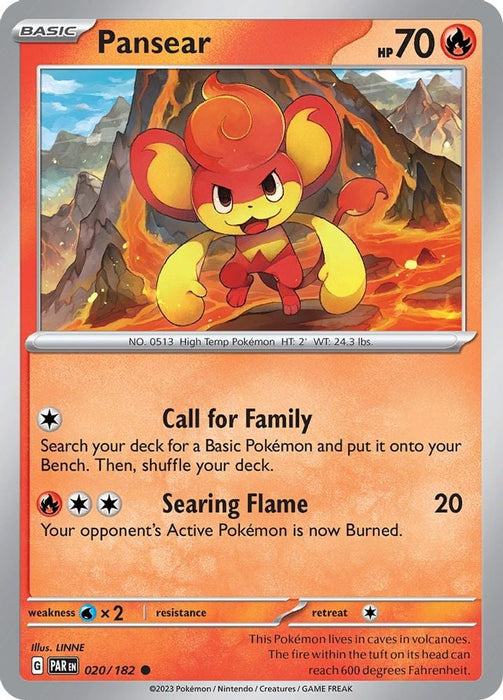 Pansear (#020/182) (SV04: Paradox Rift) Near Mint Reverse Holofoil