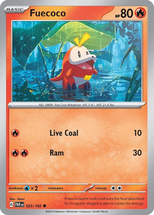 Fuecoco (#023/182) (SV04: Paradox Rift) Near Mint Reverse Holofoil