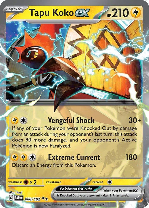 Tapu Koko ex 068 182 (#068/182) (SV04: Paradox Rift) Near Mint Holofoil